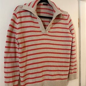 Talbots Red and Cream Knit Sweater
